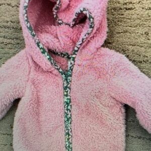 Cozy Pink Kids Jacket with Floral Trim